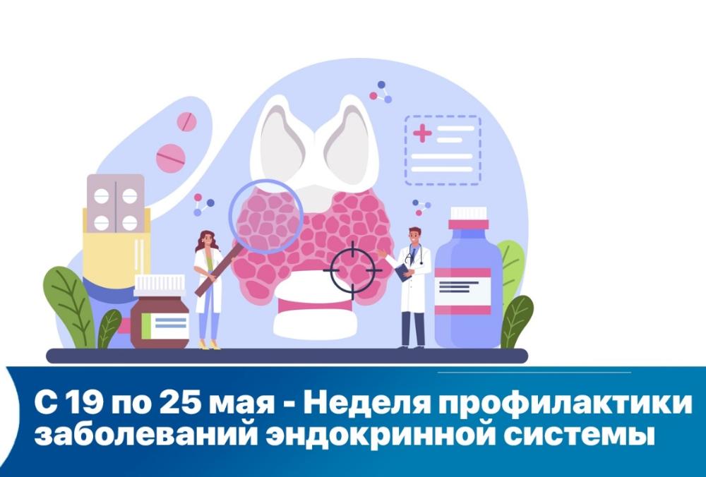 С 19 по 25 мая 2025 года - Неделя профилактики заболеваний эндокринной системы (в честь Всемирного дня щитовидной железы 25 мая)